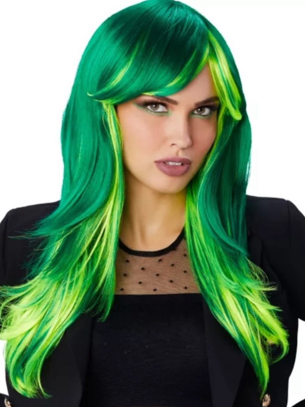 Spirit Halloween Green and Yellow Glamorous Ombré Wig NWOT Cosplay